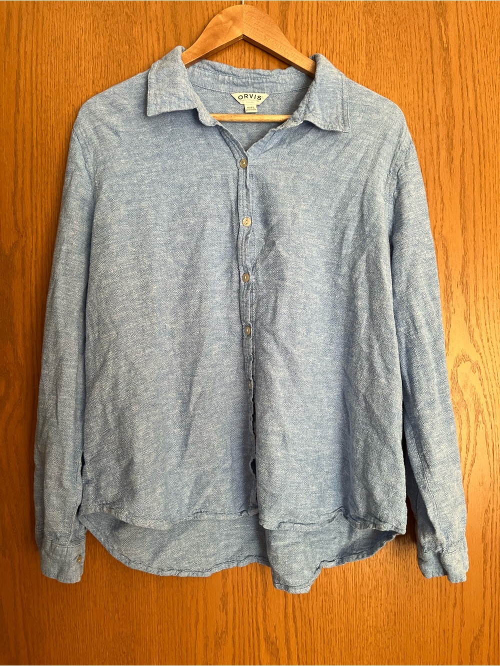 Orvis Linen Chambray Roll-Sleeve Top Women’s Size XL